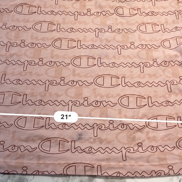 Champion Retro Athletic pastel Pink Logo Crop Tee Shirt Size Medium - Picture 10 of 17
